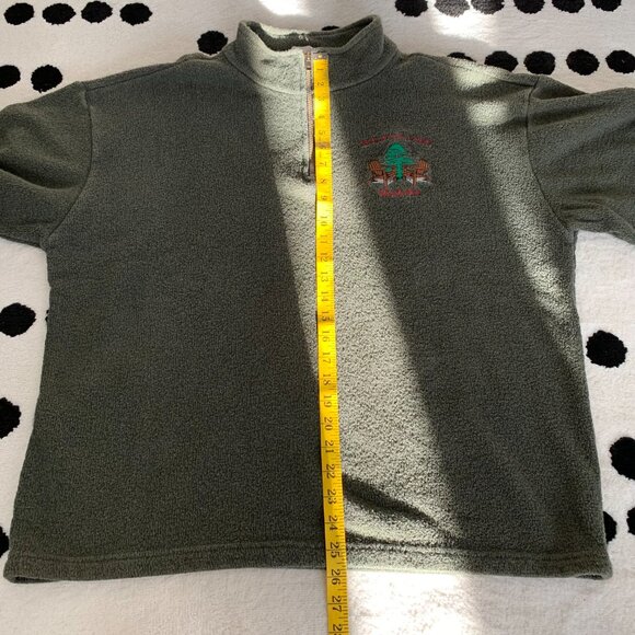 Vintage 1/4 Zip Fleece Henley Sweater Jacket Mens L Embroidered Green Pullover - Picture 10 of 11